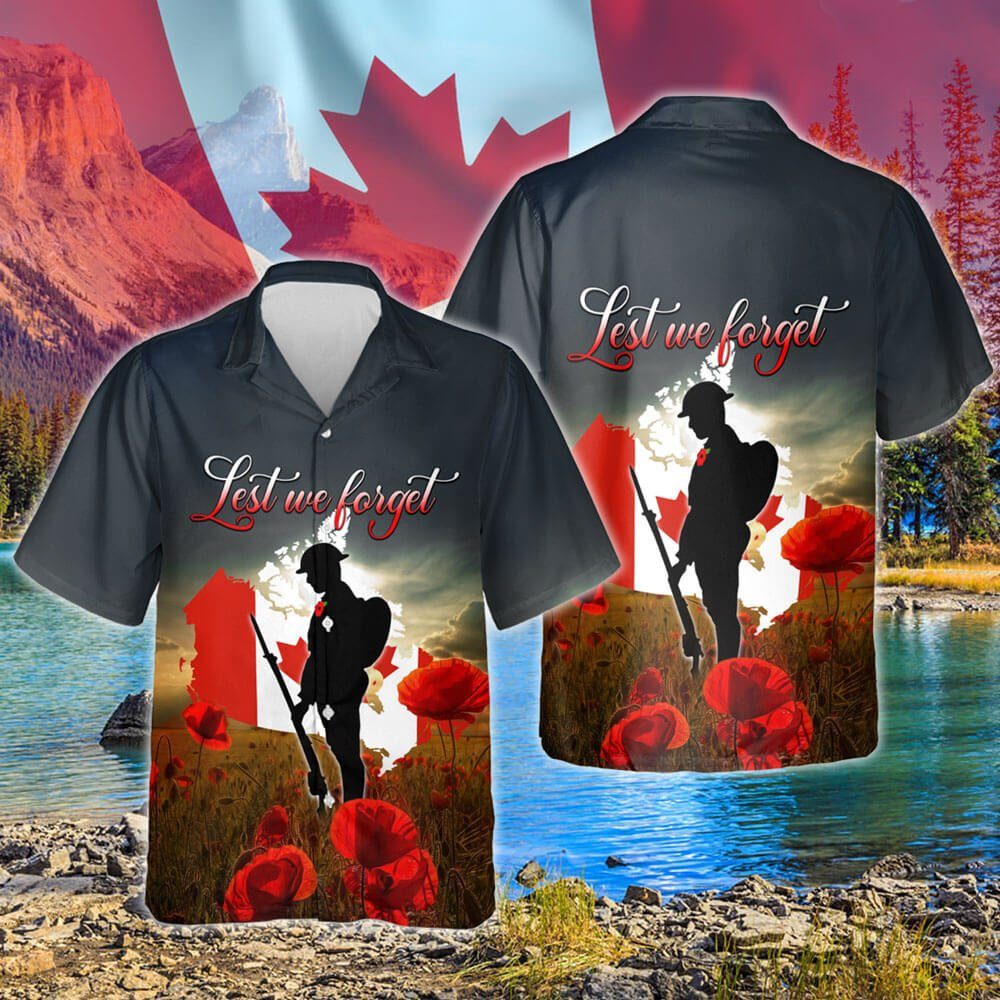 Canadian Veteran. Lest We Forget Canada Hawaiian Shirt THB3300HWv2