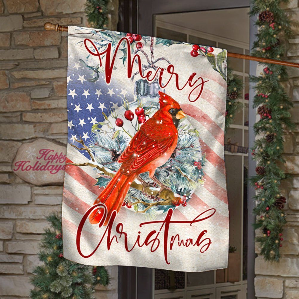 Cardinal. Merry Christmas Flag THH3458Fv1
