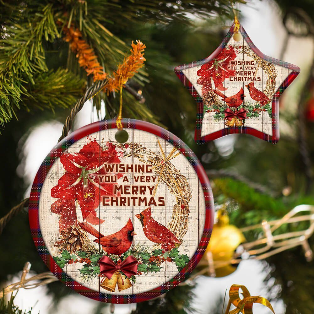 Cardinal A Very Merry Christmas Ceramic Ornament