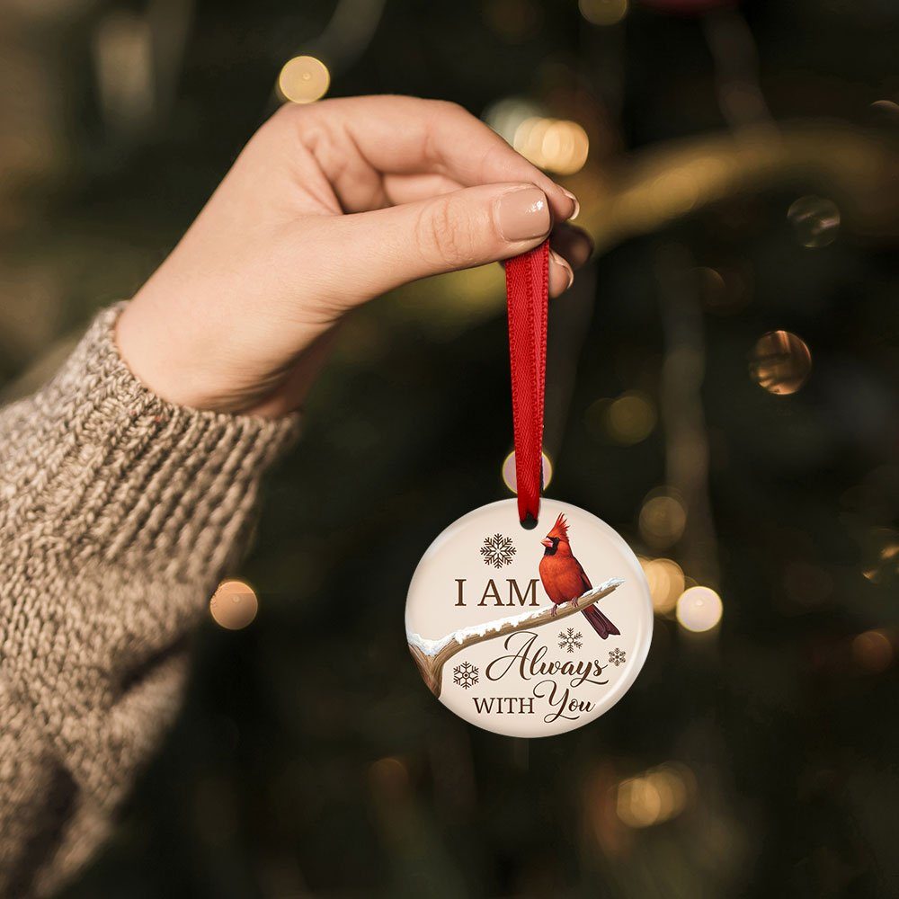 Cardinal Ceramic Ornament, I Am Always With You Ornament, Memorial Ornament, 2022 Christmas Ornament, Remembrance Cardinal Christmas Ornament, In Memory Of Loved One Ornaments TQN531Ov1