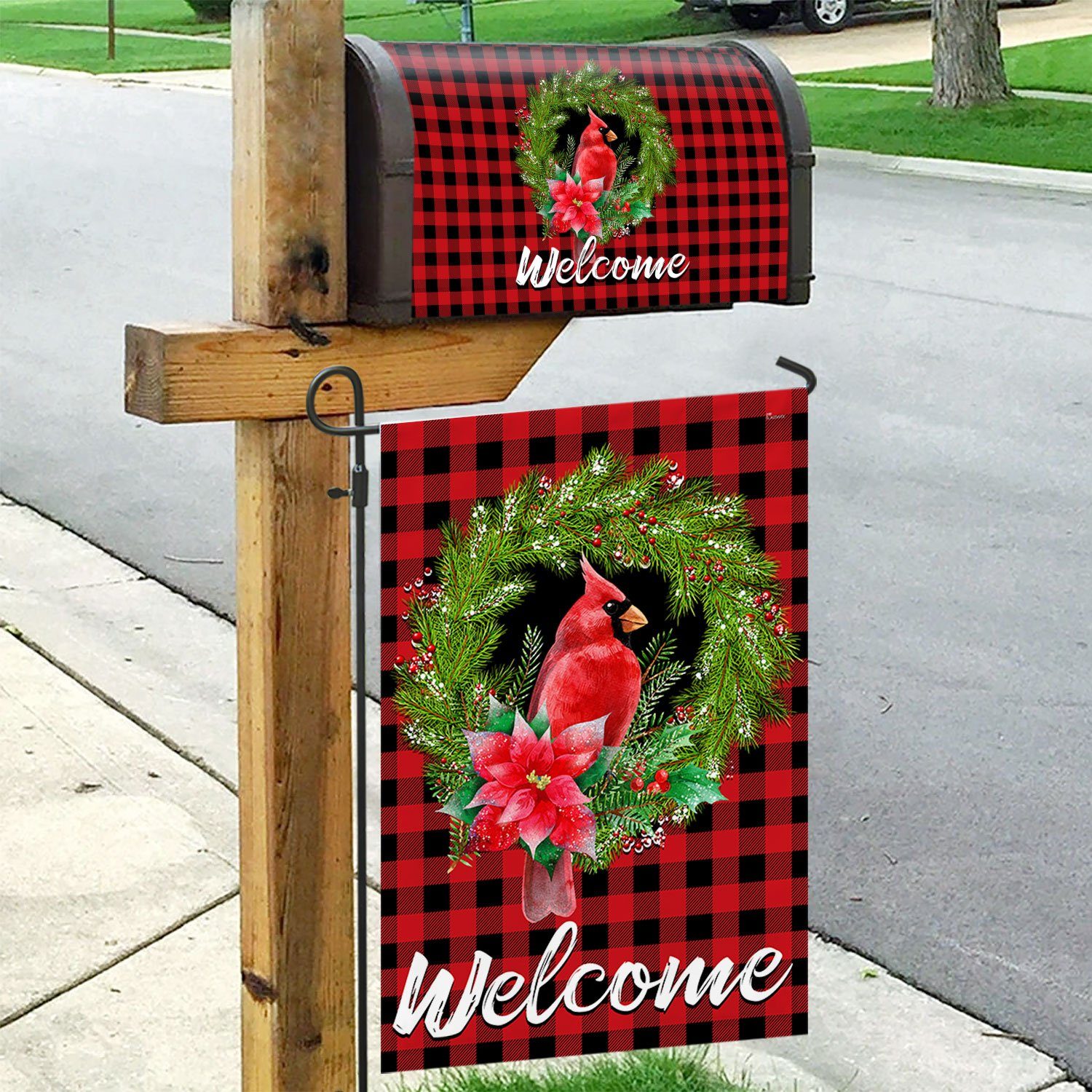 Cardinal Christmas Garden Flag & Mailbox Cover TQN601MF