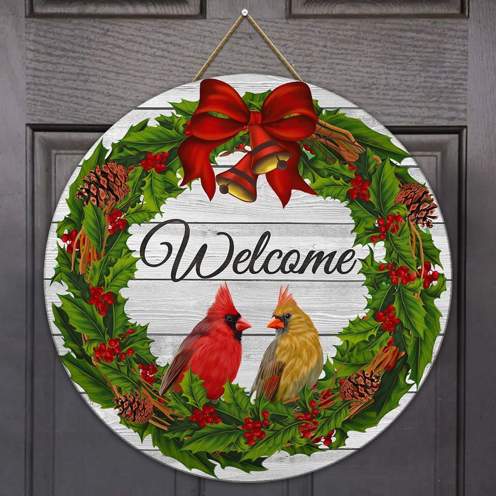 Cardinal Christmas Welcome Wooden Sign PS1210T4WD1