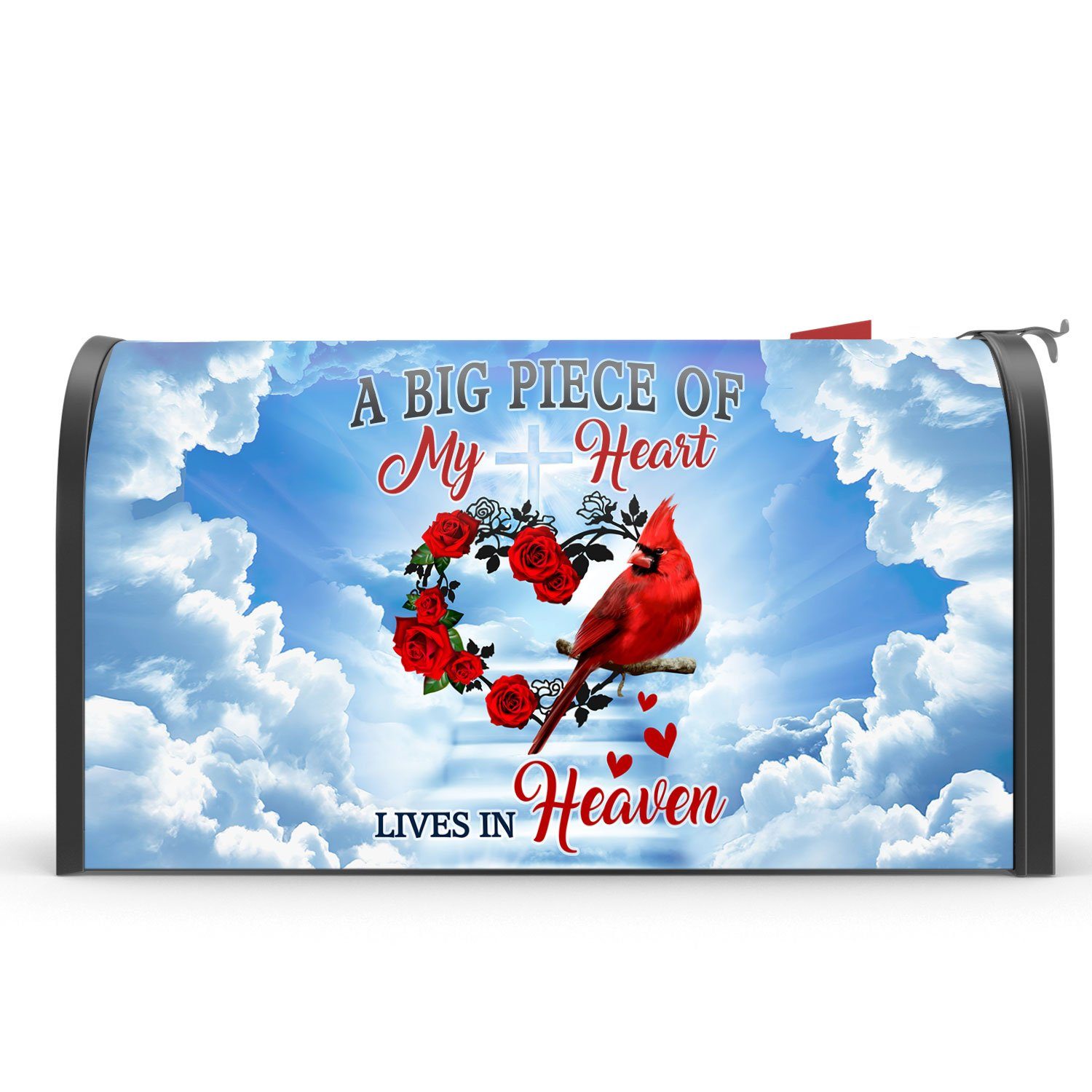 Cardinal Garden Flag & Mailbox Cover A Big Piece Of My Heart Lives In Heaven TQN540MF