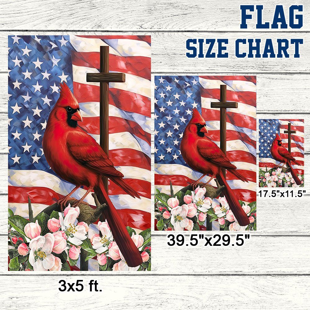 Cardinal God Bless America 4th of July Independence Day Memorial Day Flag TQN1350F