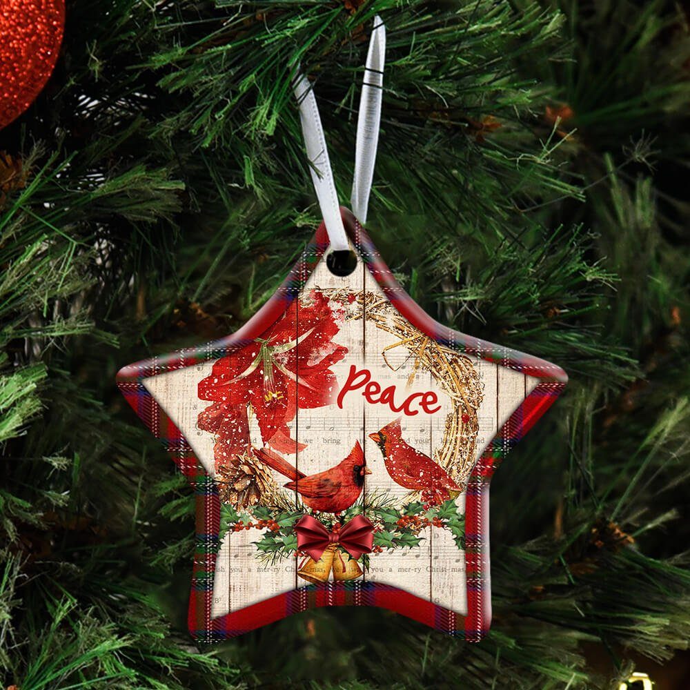 Cardinal Peace Christmas Ceramic Ornament