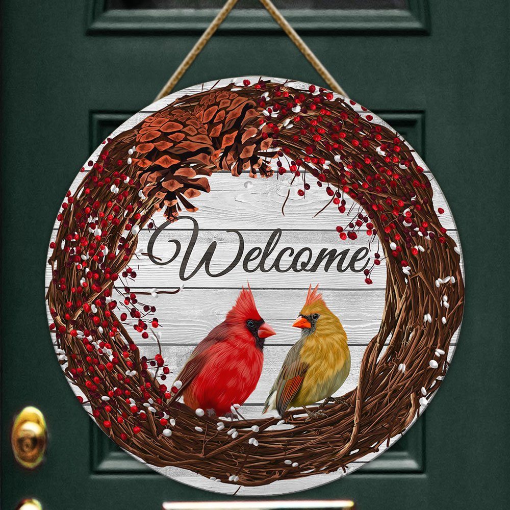 Cardinal Welcome Wooden Sign PS1110T4WD1