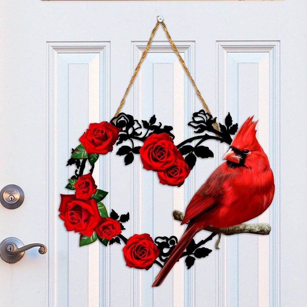 Cardinal Wooden Door Sign, A Big Piece Of My Heart Lives In Heaven QNN540WD