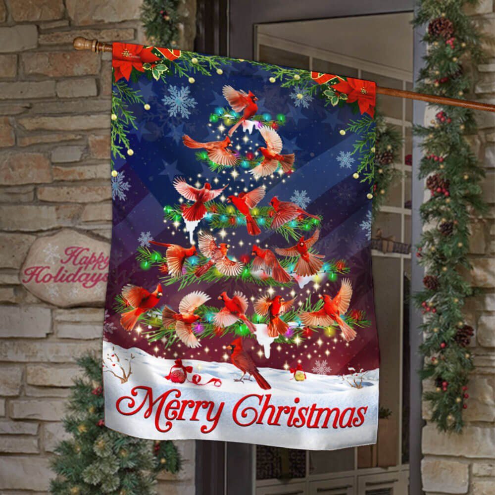 Cardinals Christmas Tree American Flag THB3457F
