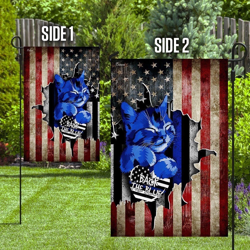 Cat Back The Blue American US Flag Cat Back The Blue American US Flag
