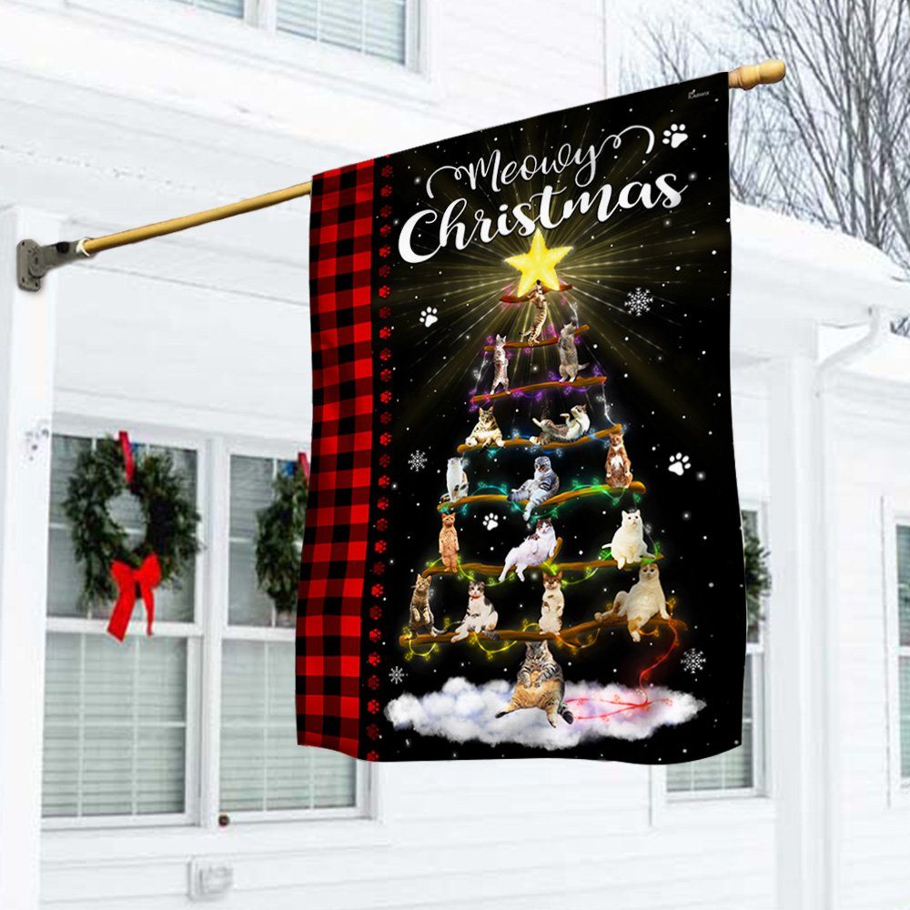 Cat Christmas Tree Flag TQN706F