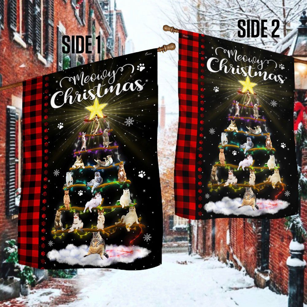 Cat Christmas Tree Flag TQN706F