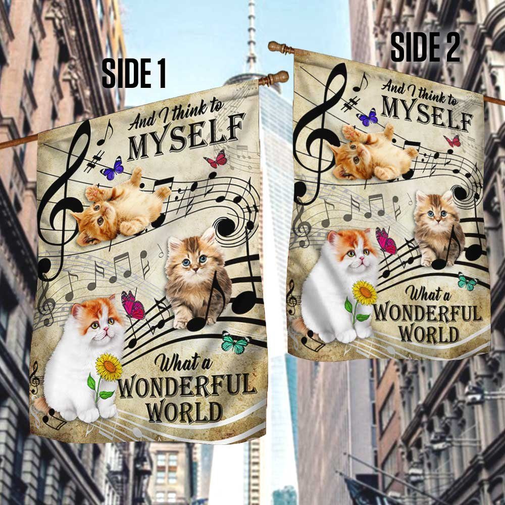 Cat Kitten Flag And I Think To Myself What A Wonderful World DBD2854Fv2