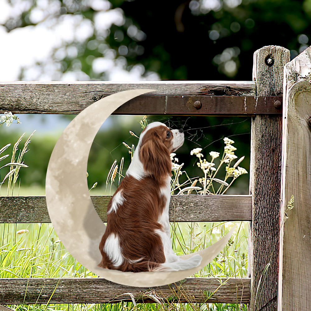 Cavalier King Charles Spaniel And Moon Hanging Metal Sign QNK879MSv13