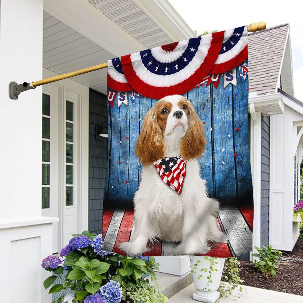Cavalier King Charles Spaniel Flag 4th Of July Independence Day TQN166Fv4