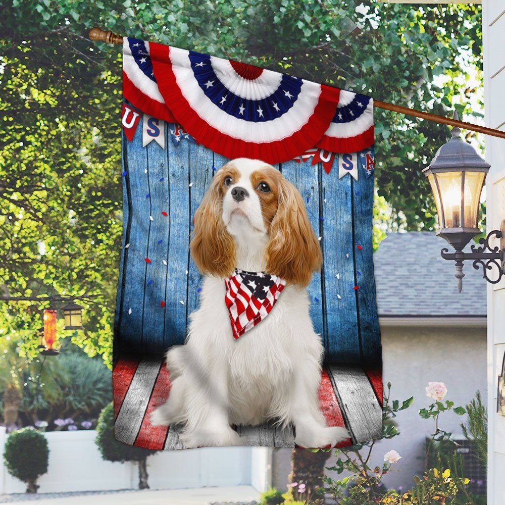 Cavalier King Charles Spaniel Flag 4th Of July Independence Day TQN166Fv4