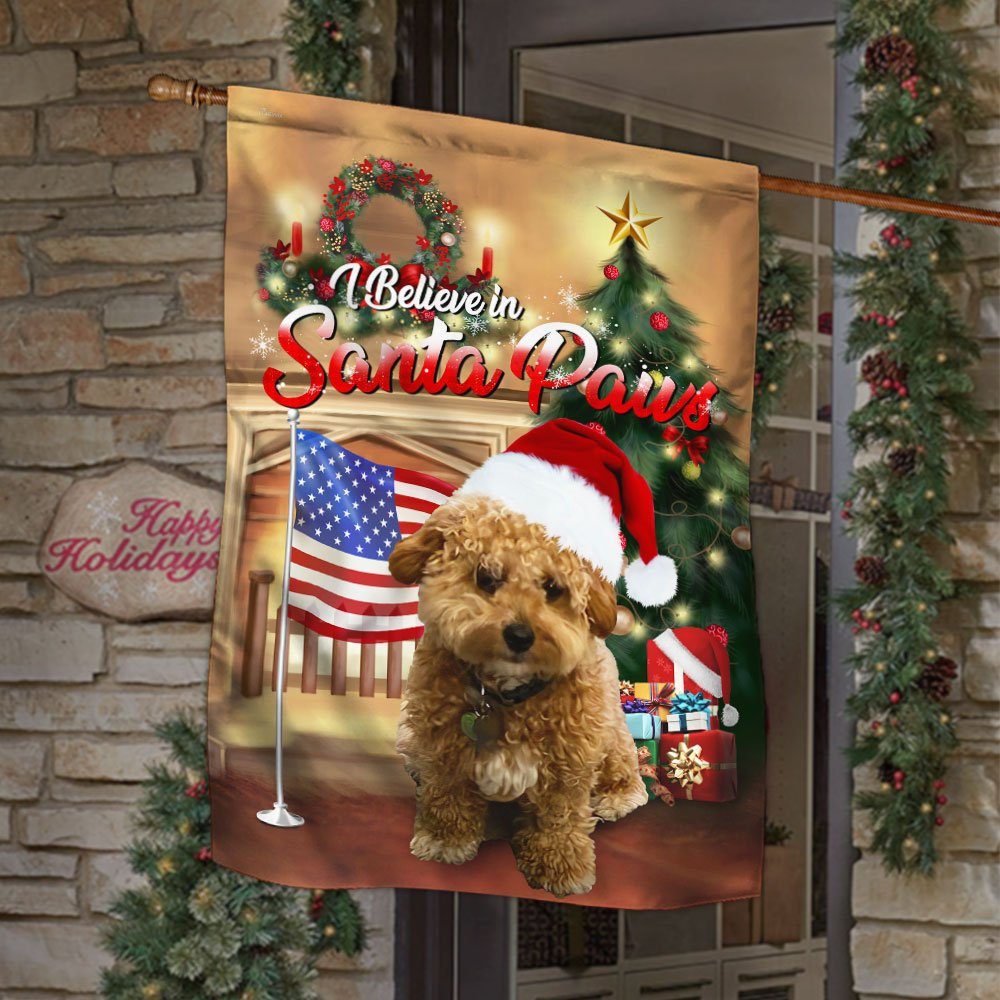 Cavapoo Flag Santa Paws Merry Christmas ANL0297Fv2