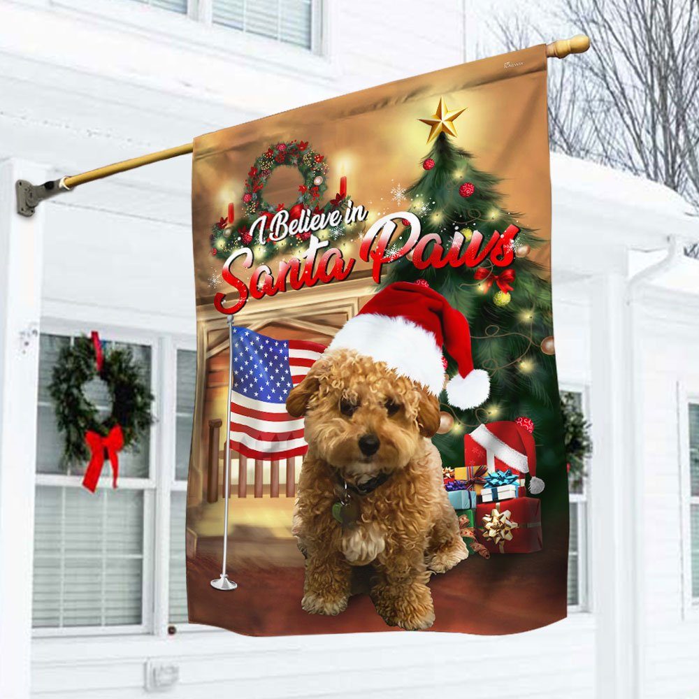 Cavapoo Flag Santa Paws Merry Christmas ANL0297Fv2