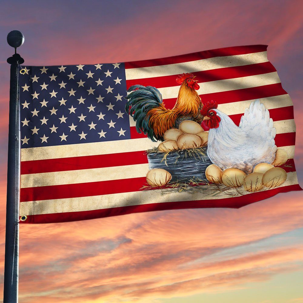 Chicken Flag Chicken Coop American Grommet Flag TRL839GFv1