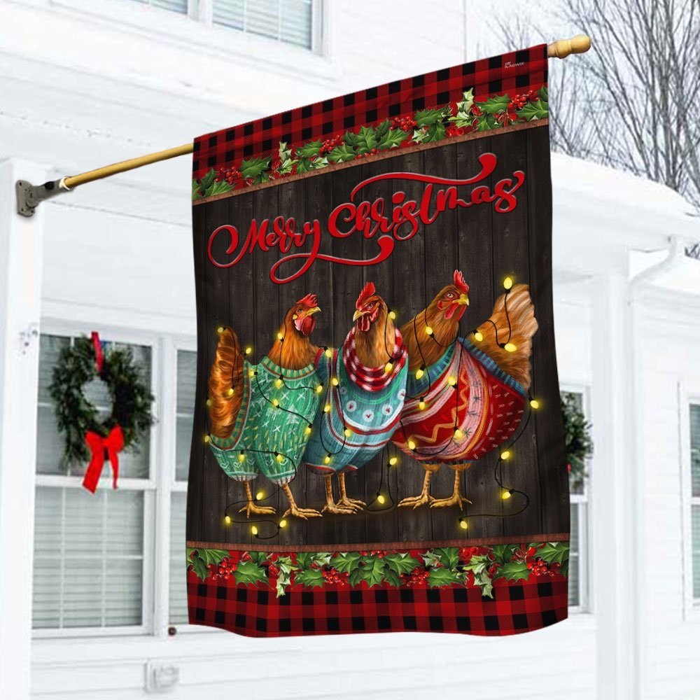 Chicken Hen Christmas Flag Three Hens TQN658F