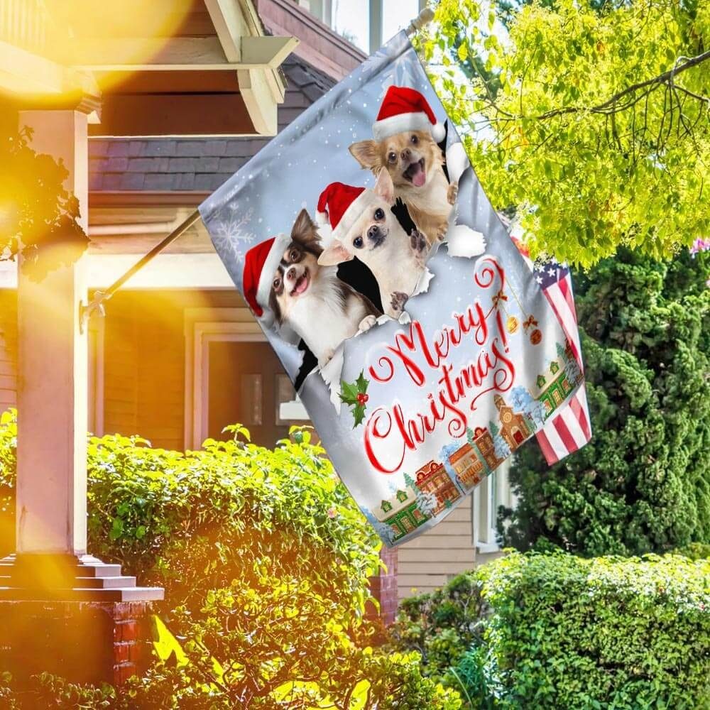 Chihuahua. Merry Christmas Flag