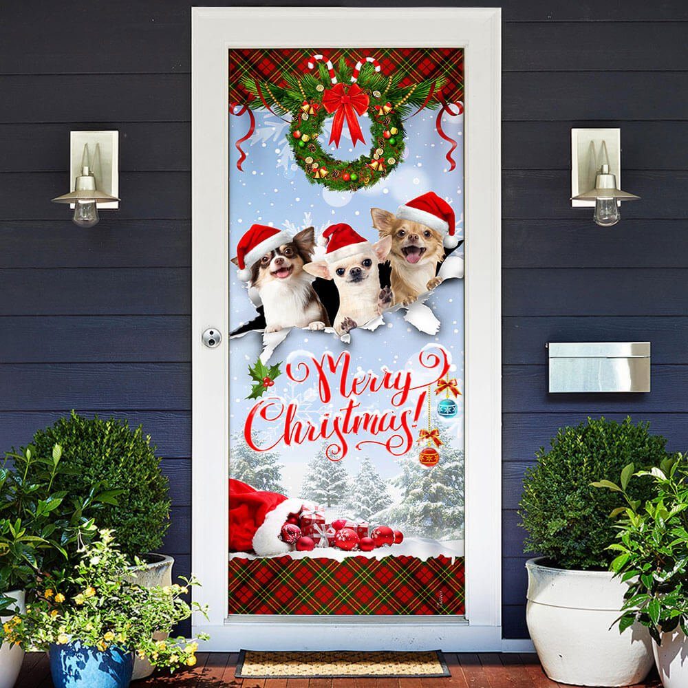 Chihuahua Merry Christmas Door Cover