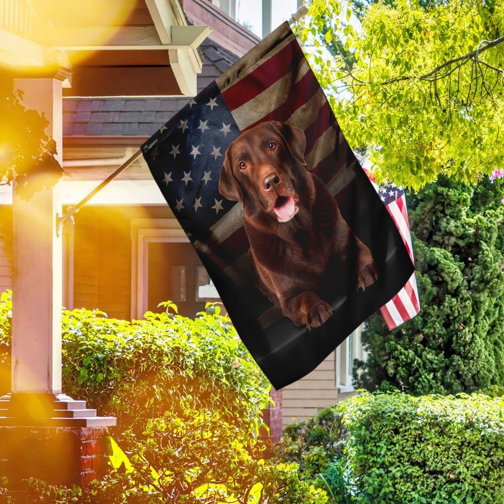 Chocolate Labrador American Flag
