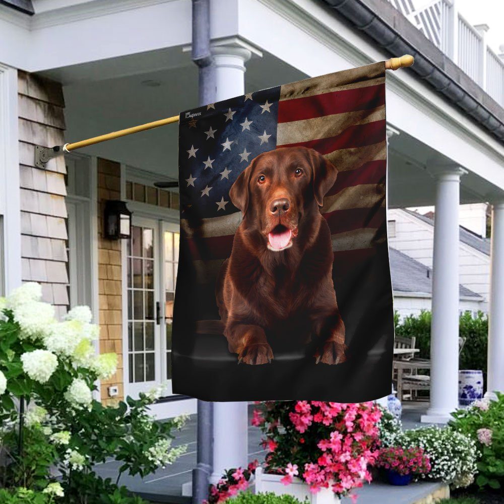 Chocolate Labrador American Flag