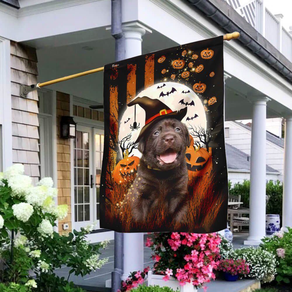 Chocolate Labrador Happy Halloween Flag