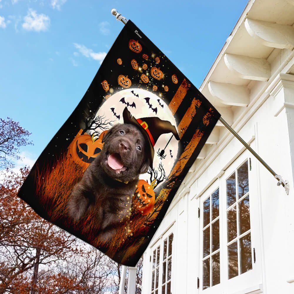 Chocolate Labrador Happy Halloween Flag