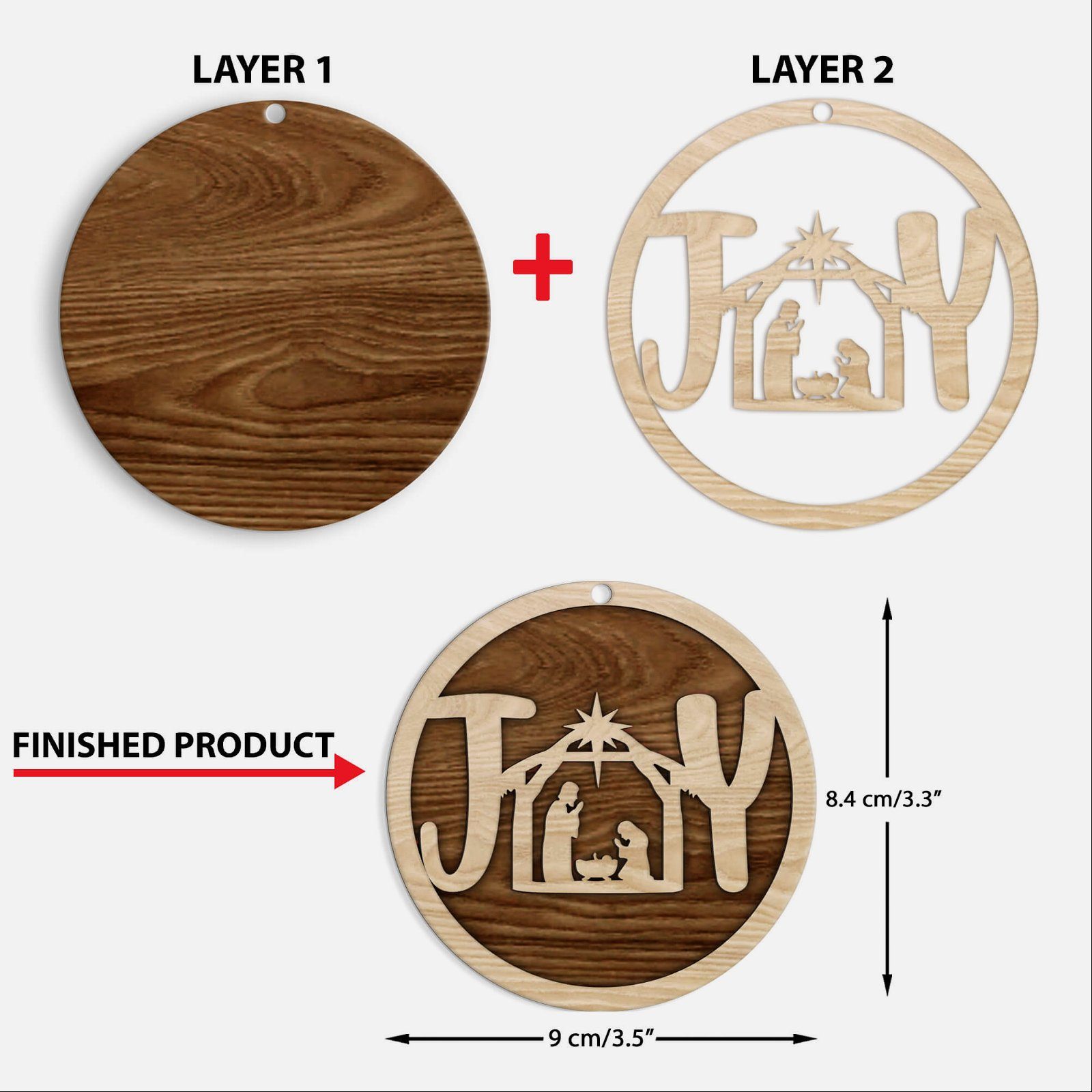 Christian Christmas Ornaments – Nativity Of Jesus, Holy Family – Family Religious Gifts – Christian Decorations For Home, Religious Decor – Christian Friend Christmas Ornaments Gifts – 3D Layered Wooden Carved Ornament TPT413O