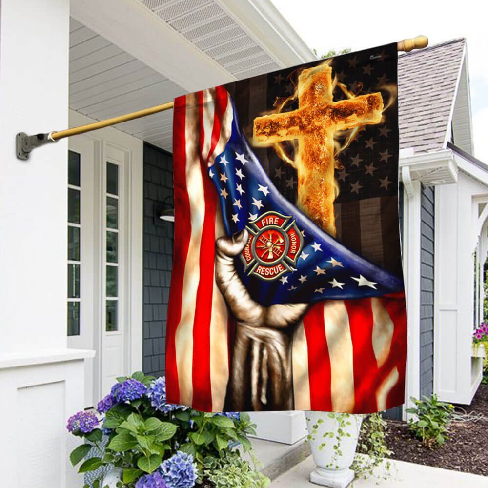 Christian Cross, Firefighter American Flag TPT196F - Flagwix