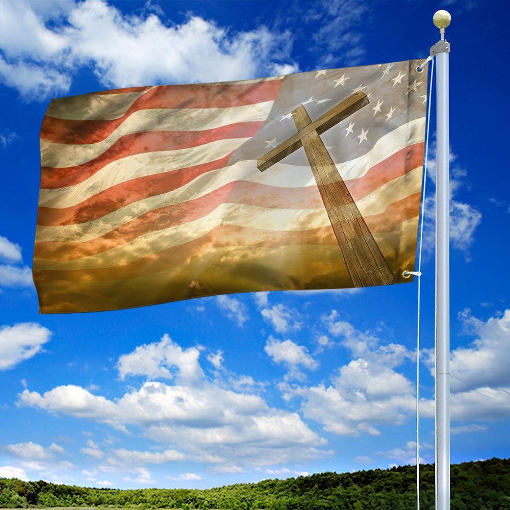 Christian Cross American Flag TPT101GF