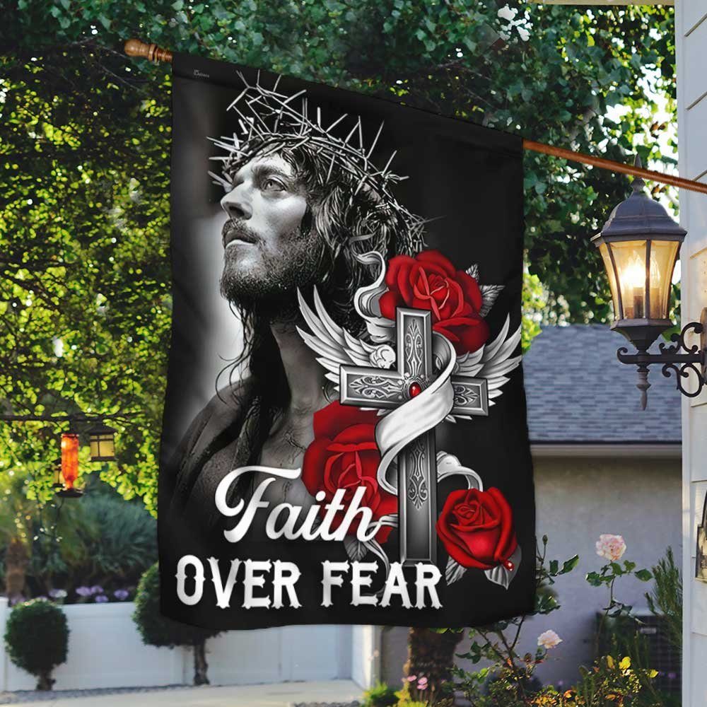 Christian Cross Flag Jesus Faith Over Fear DBD3126F