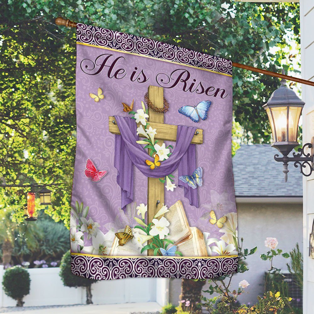 Christian Cross Happy Easter Flag He Is Risen LHA2136F