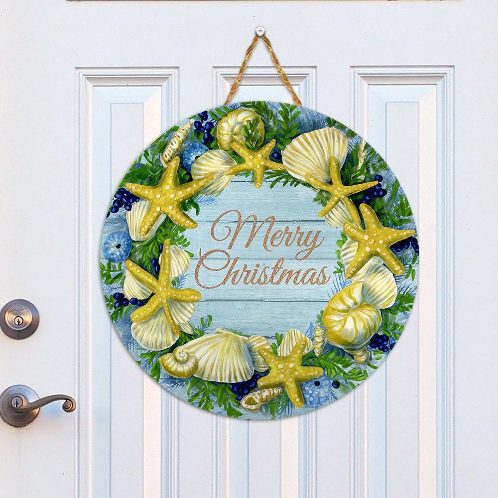 Christmas Beach Wreath Wooden Sign PS1210T2WD