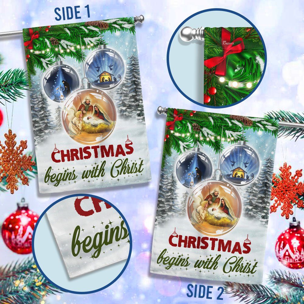 Christmas Begins With Christ Nativity Flag BNN653F
