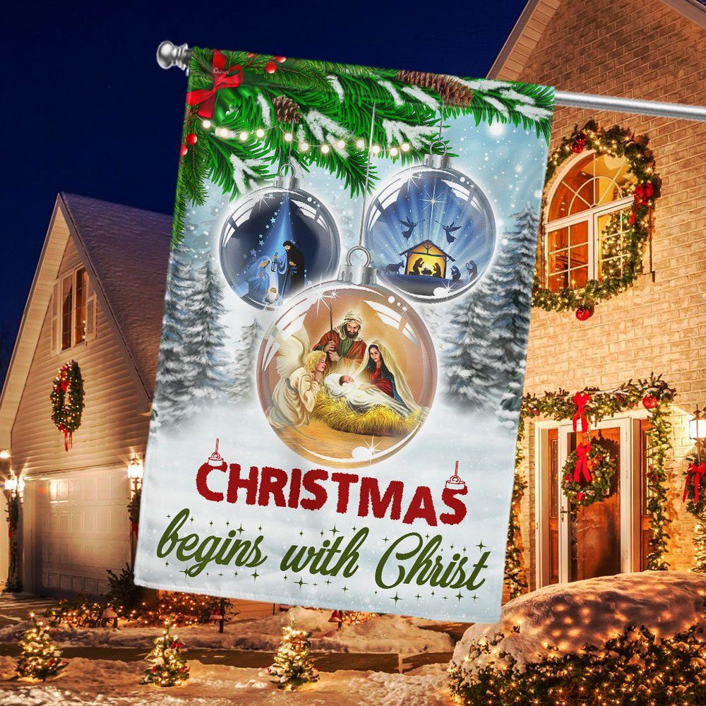 Christmas Begins With Christ Nativity Flag BNN653F