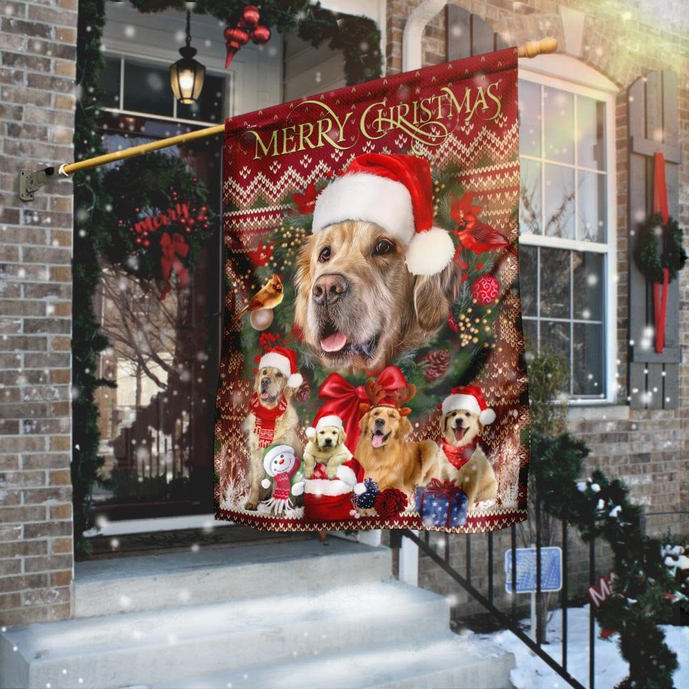 Christmas Begins With Golden Retriever Flag