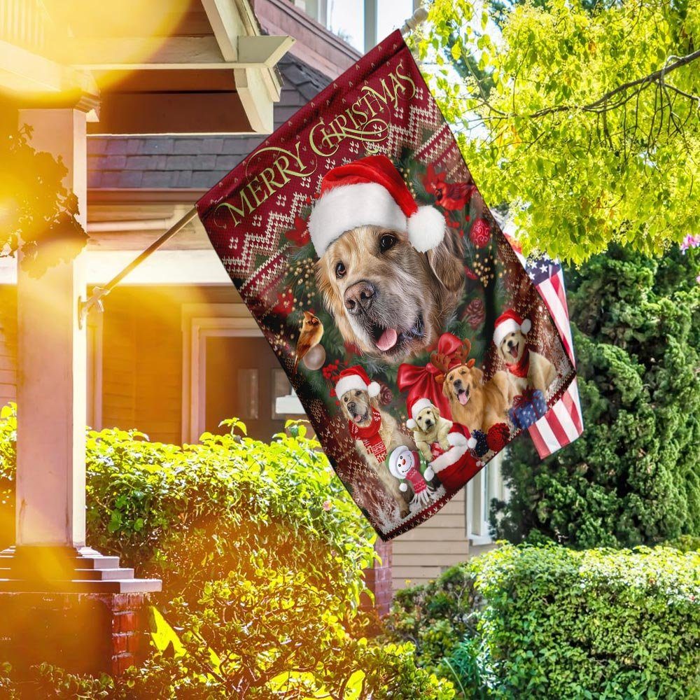 Christmas Begins With Golden Retriever Flag