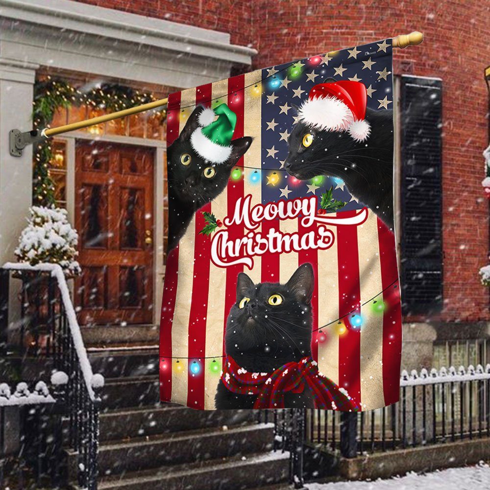 Christmas Black Cat American Flag MLN801F