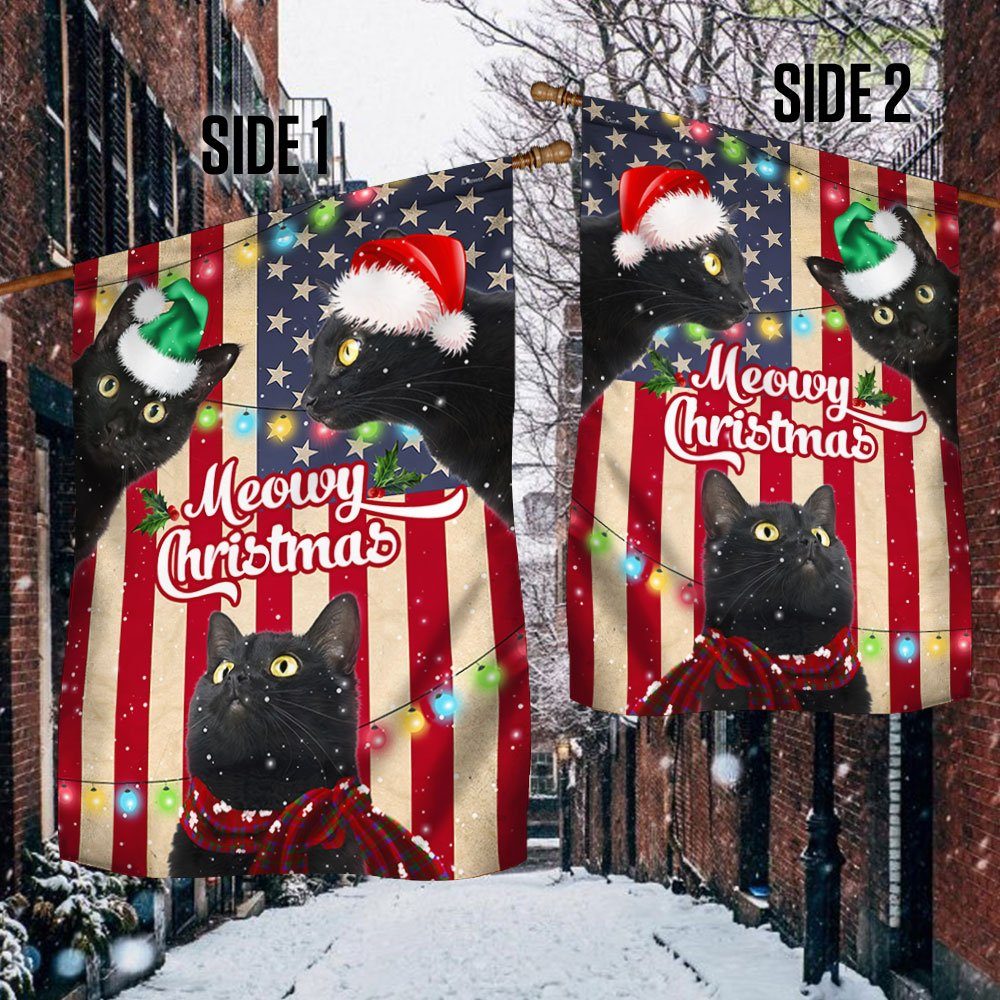 Christmas Black Cat American Flag MLN801F