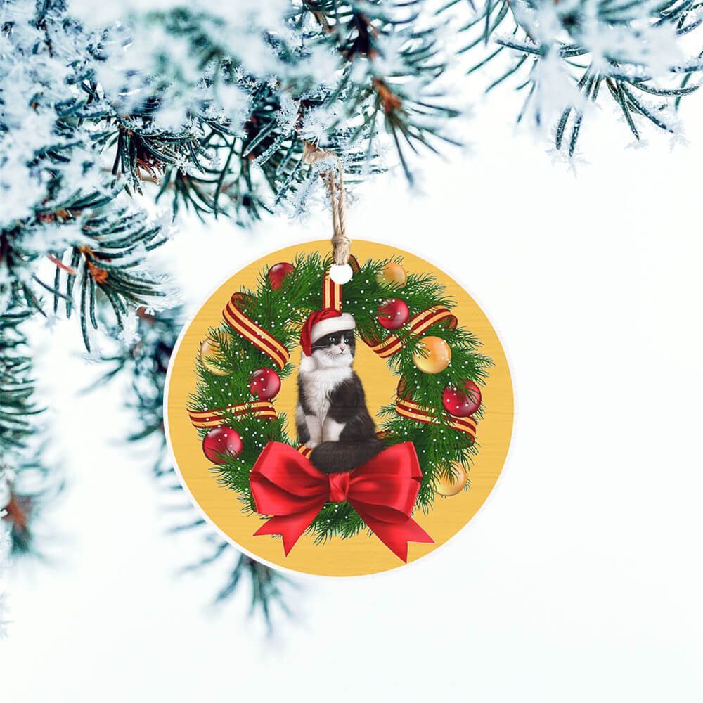 Christmas Cat Custom Shaped Ornament TTV350Ov1