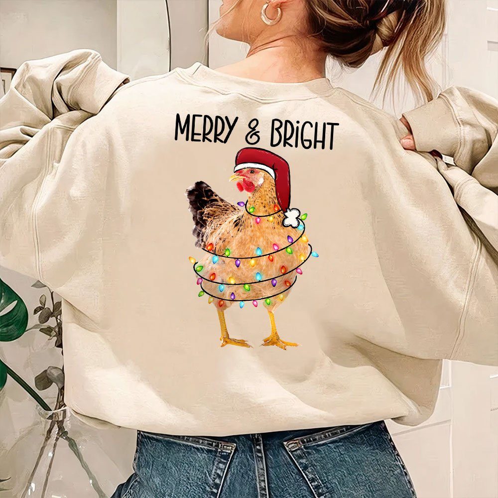Christmas Chicken Merry & Bright Sweatshirt MLN750SW