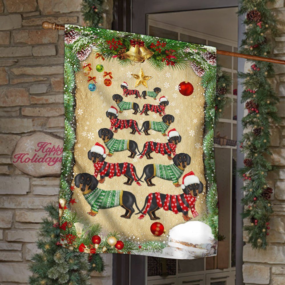 Christmas Dachshunds Tree Flag LHA1794F