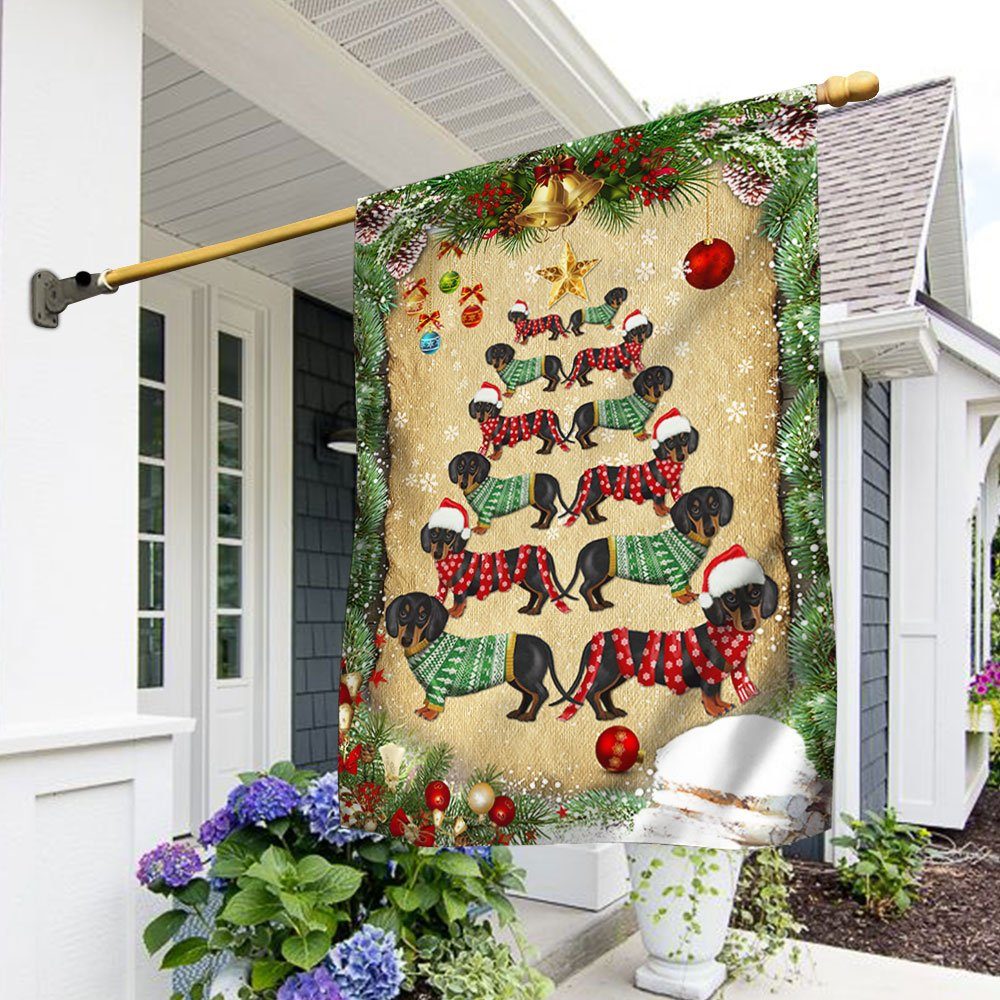 Christmas Dachshunds Tree Flag LHA1794F