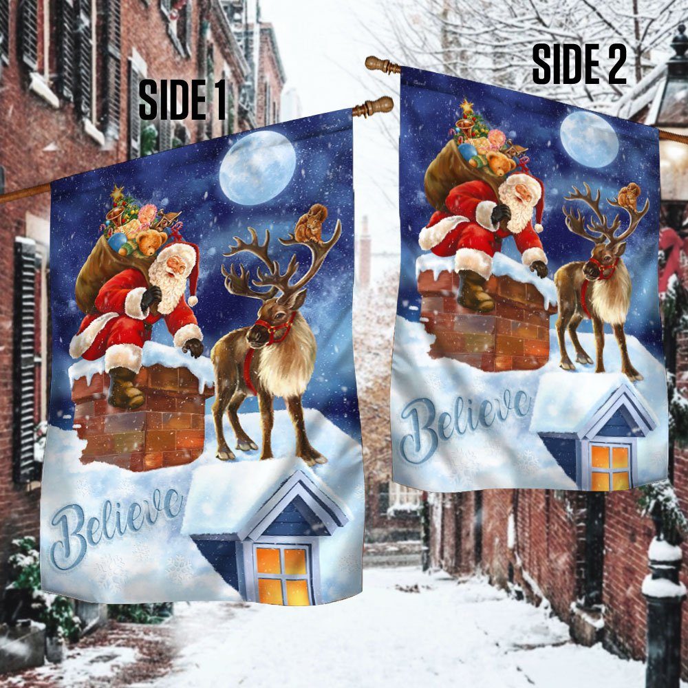 Christmas Flag Santa Claus climbing down The Chimney QNN636F Christmas Flag Santa Claus climbing down The Chimney QNN636F