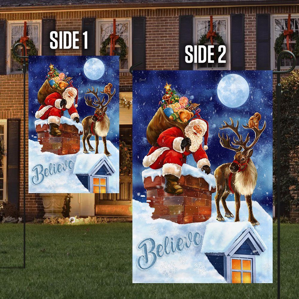 Christmas Flag Santa Claus climbing down The Chimney QNN636F Christmas Flag Santa Claus climbing down The Chimney QNN636F