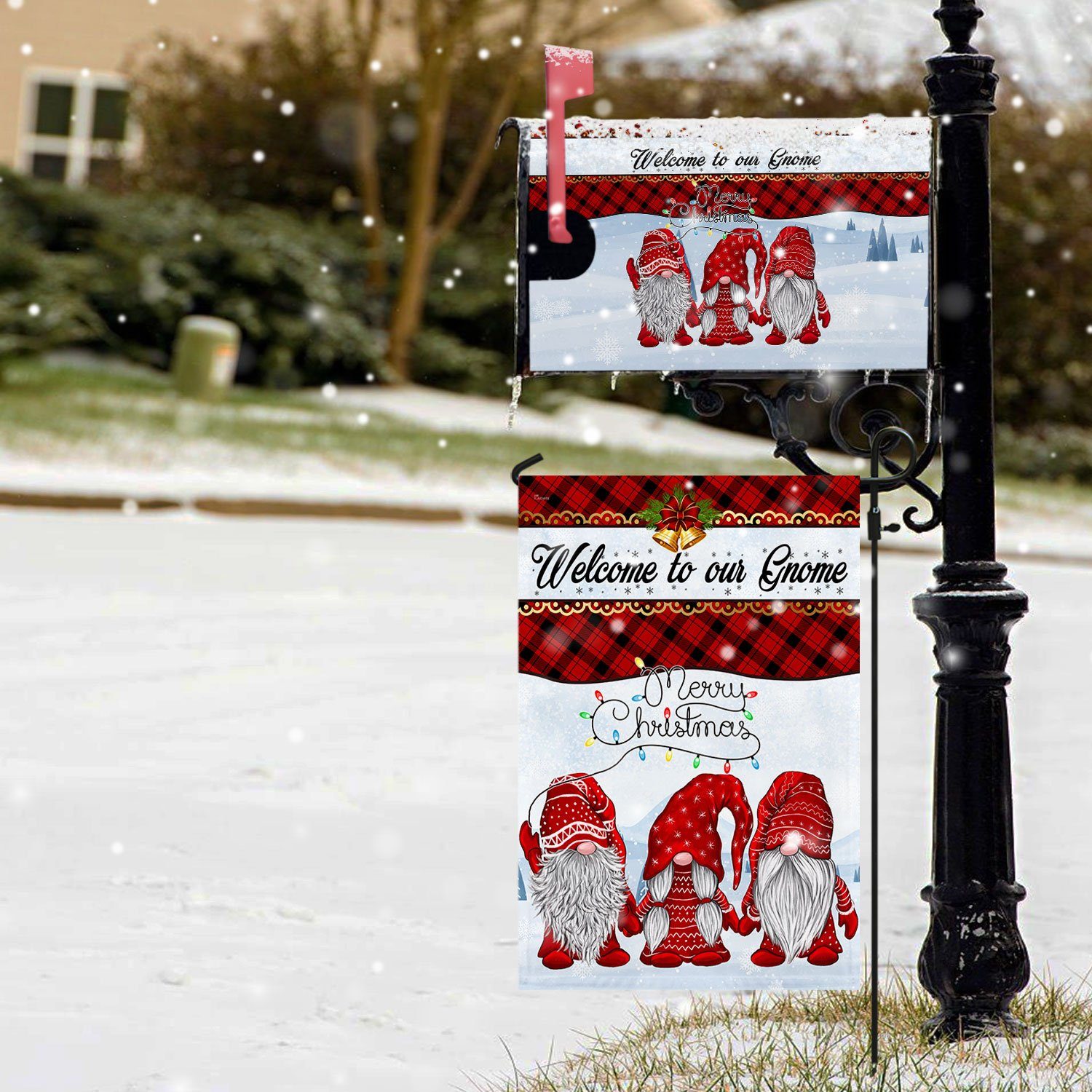 Christmas Garden Flag & Mailbox Cover Welcome To Our Gnome LNT594MF