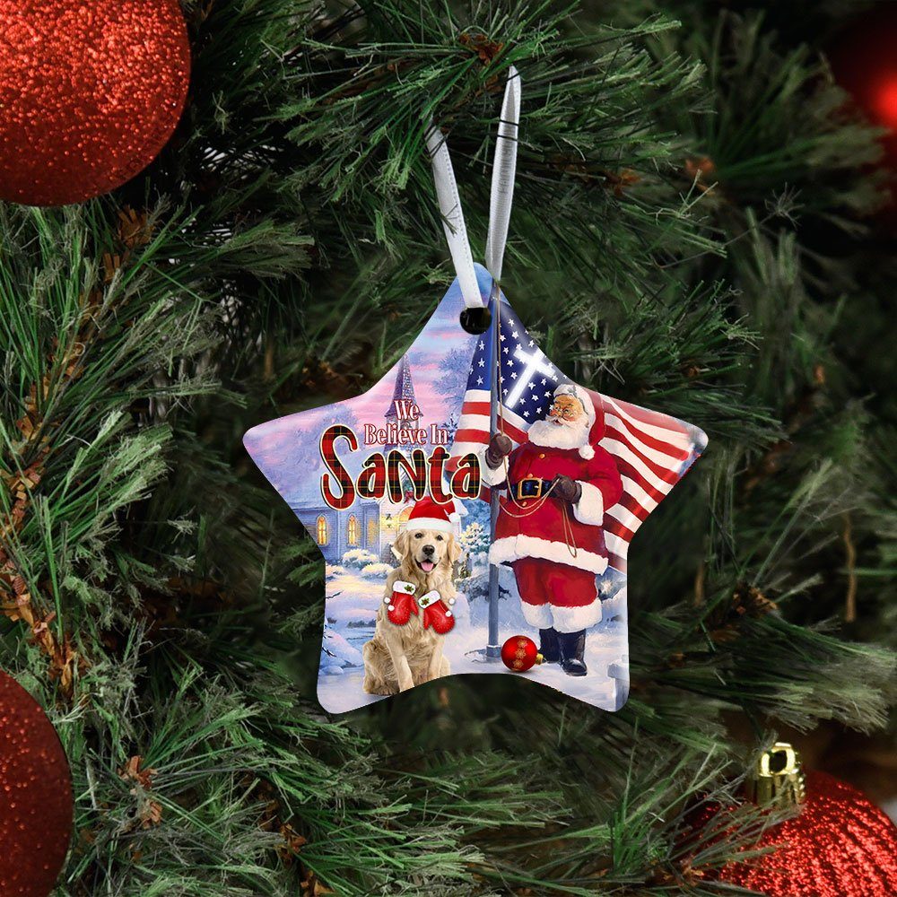 Christmas Golden Retriever Ceramic Ornament