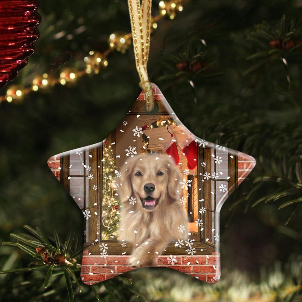 Christmas Golden Retriever Ceramic Ornament TTV335Ov1